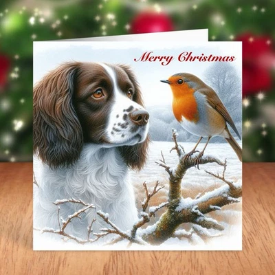 FAT CAT & LAZY DOG Springer Spaniel Dog Christmas Card