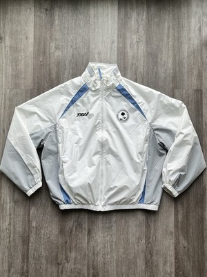 Bershka Herren Windbreaker Jacke XL Weiß/Blau/Grau Polyester Reißverschluss