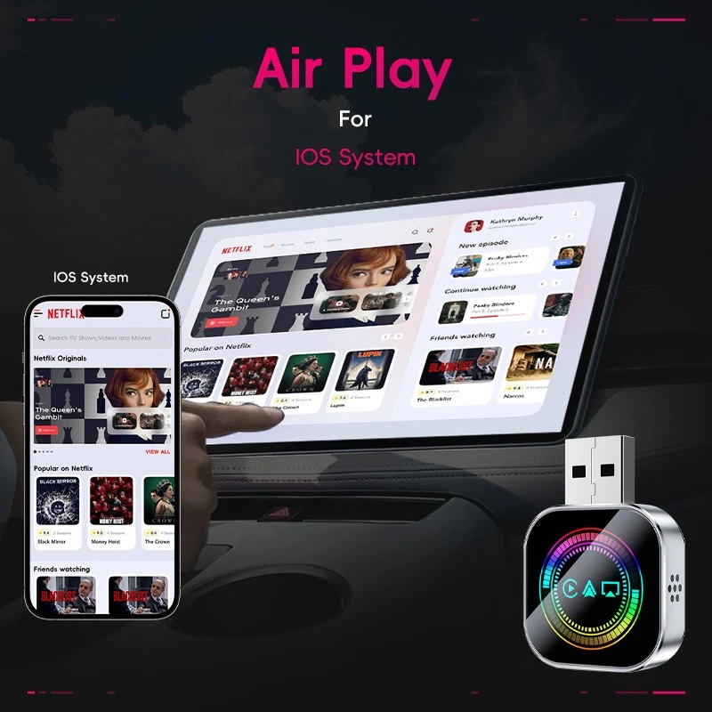 3-in-1 Wireless CarPlay Android Auto Adapter Plug & Play USB Mirroring Screen - Bild 2 von 4