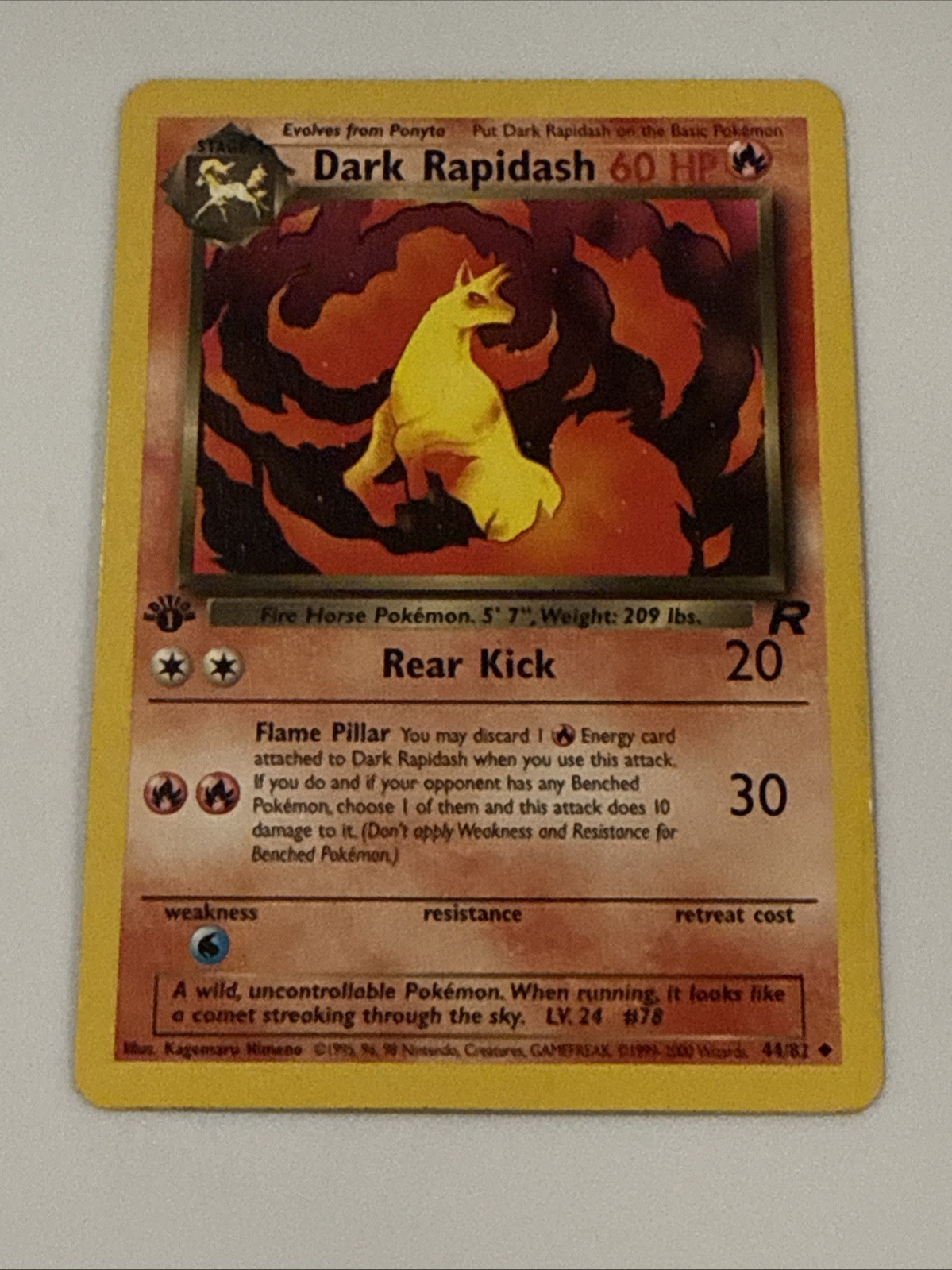 Dark Rapidash 44/82 UC Pokemon Team Rocket 1st Edition LP
