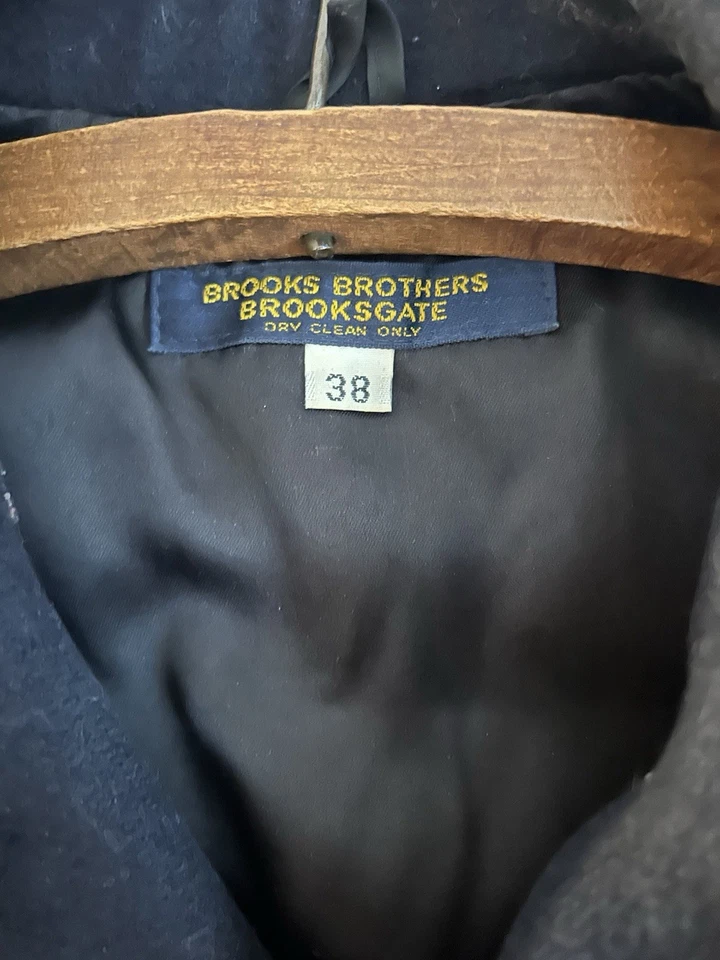 Brooks Brothers Pea Coat Mens Medium Navy Blue Wool Flannel Quilt Line Button 38 - Image 3 of 4