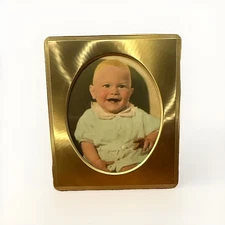 VTG Photo of a Smiling Baby in a Gold-Toned, Art Deco Style Frame 1920s-1940s