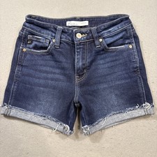 KanCan Estilo Women's 25 High Rise CUFFED Denim Shorts Stretch Blue