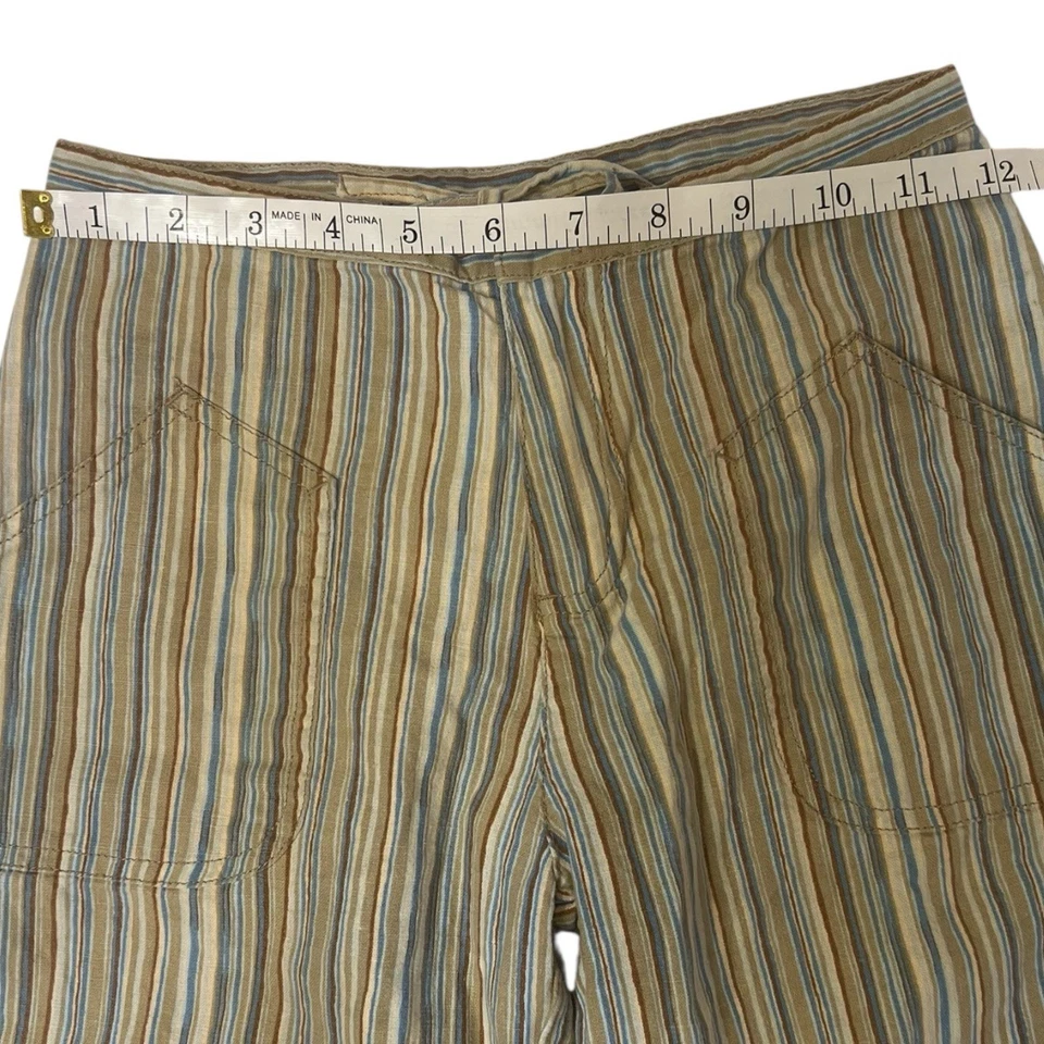 Pantalones Capri Niñas Xhilaration M 7/8 Boho Mezcla de Lino Rayas Y2K Recortados Foto 4 de 4