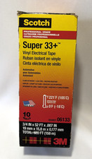 10 Rolls 3M Scotch 06133 Super 33 Vinyl Black Electrical Tape 3/4" x 52 '