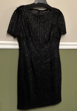 Tahari Women's Size 10 Black Short Cocktail Shortsleeved Dinner Elegant Dress