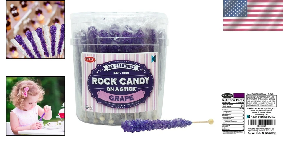 Large Rock Candy Sticks - Purple Grape Flavored - Image 2 of 4