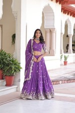 Indian Style Vichitra Silk Lehenga Choli With Fancy Dupatta For Wedding Wear