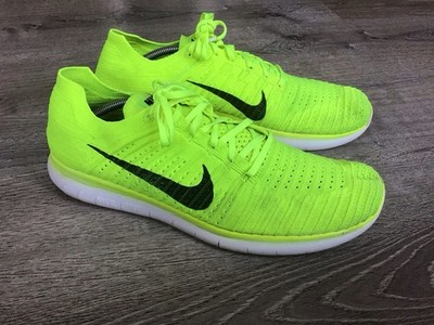 Nike Mens Size 14 Free RN FLYKNIT Volt Yellow Running Shoes 842545-700