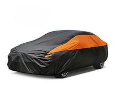 Car Cover for Automobiles 2 Fit Sedan/Coupe-Length 175" To 183" Black-Orange