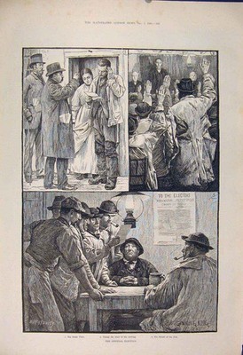 Original alter antiker Druck Bundestagswahl Landwählerwahl 1885 19.