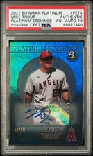 2021 BOWMAN PLATINUM PLATINUM ETCHINGS MIKE TROUT 43/50 PSA AUTHENTIC AUTO 10