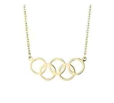 Olympic Necklace 14K Yellow Gold Plated Silver Olympic Sports Pendant