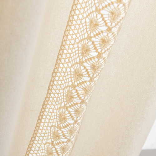 Boho Semi-Apagón Crochet Cortinas Lino Borlas Crema Ventana Paneles Dormitorio - Imagen 5 de 6