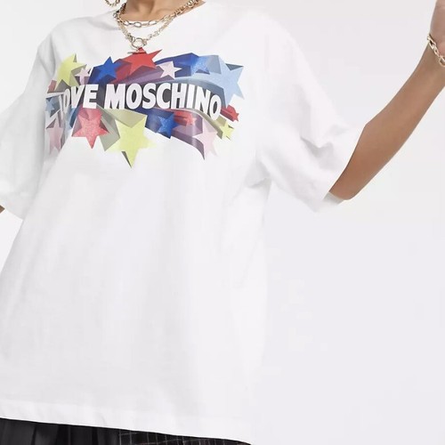 Love Moschino Star Burst Logo Oversized T Shirt White Size US 4 U.K. 8 EU 36 - Picture 6 of 11