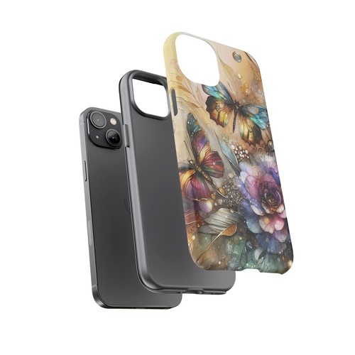 Gold Floral Butterfly Phone Case, Elegant Botanical Alcohol Ink Luxe Cover | X47 - 第 80/272 張圖片