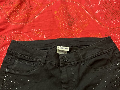 Girls Cherokee Black Rhinestone Studded Jeans Dress Casual Pants. Size 14 - Picture 9 of 17