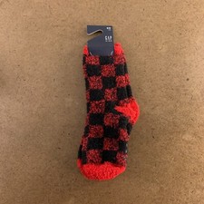 GAP Kids Small/Medium Red/Black Check Cozy Crew Socks 1 Pair NWT