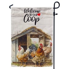 Rooster Garden Flag, Welcome to our Coop farmhouse Garden Flag 12x18 Inch Gar...