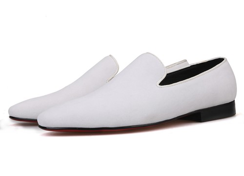 Merlutti Plain White Velvet Loafers 