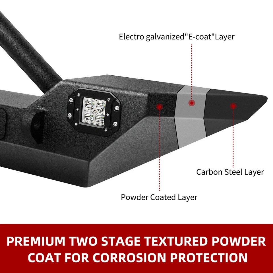 for 2007-2018 Jeep Wrangler JK & Unlimited Front Bumper w/ LED Lights & D-Rings - Image 4 of 4