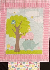 Elephant 100 Cotton BABY PANEL Includes Elephant/Turtle Backing Fabric