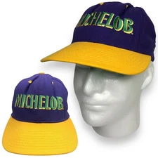 Vintage Y2K Michelob Beer Trucker Hat Size 6 7/8 Purple Yellow Green Cap USA