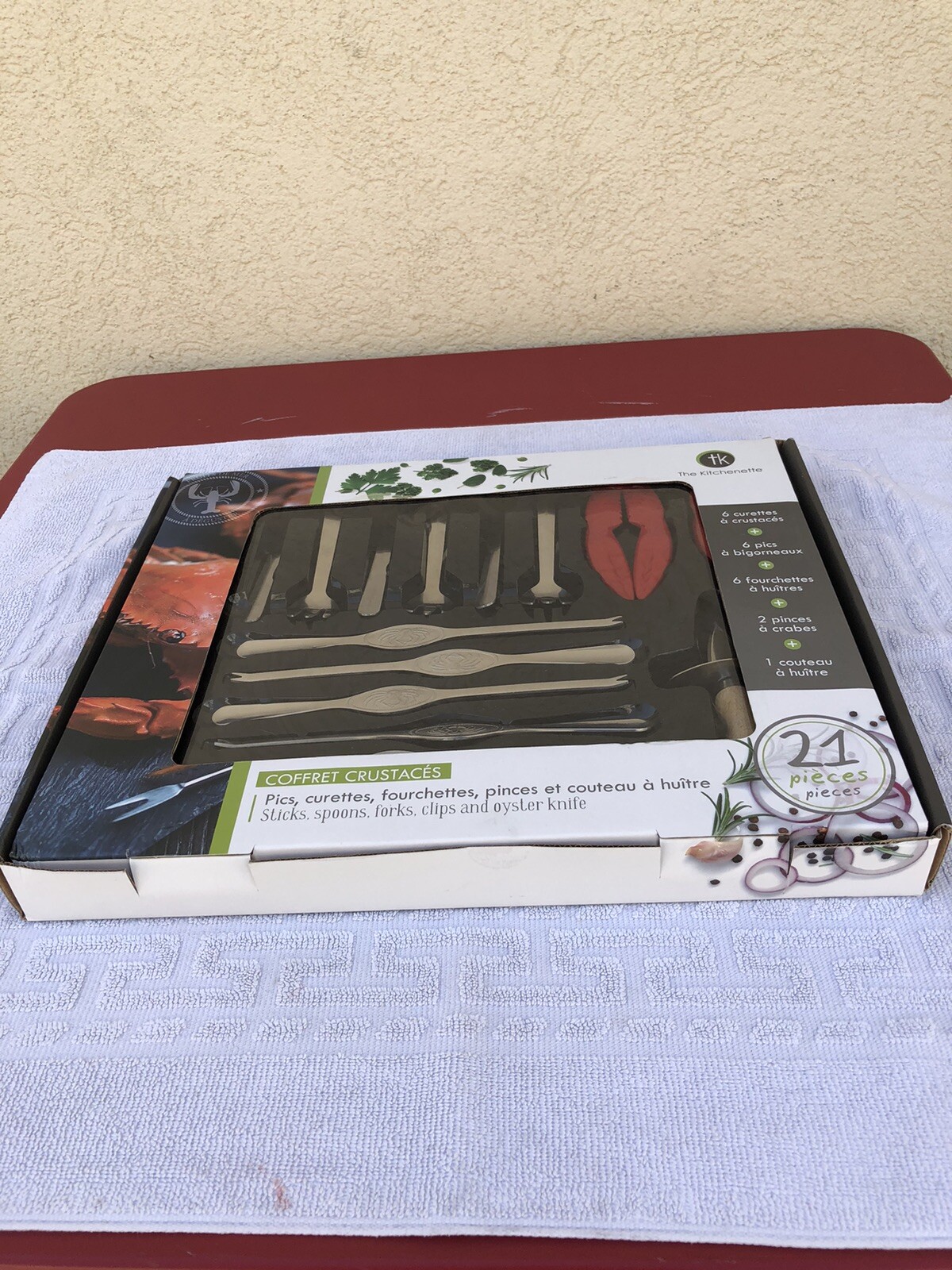 Coffret de couverts pour crustacés et fruits de mer avec 21 ustensiles en inox