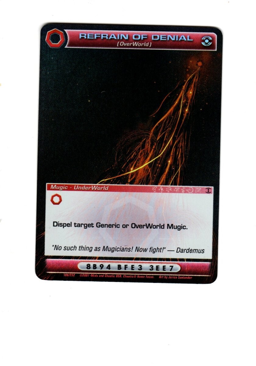 Chaotic Super Rare Mugic Refrain of Denial Overworld | eBay