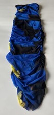 BNWT Zara Mesh Strapless Blue Black Yellow Floral Print Maxi Dress Sz S Layered