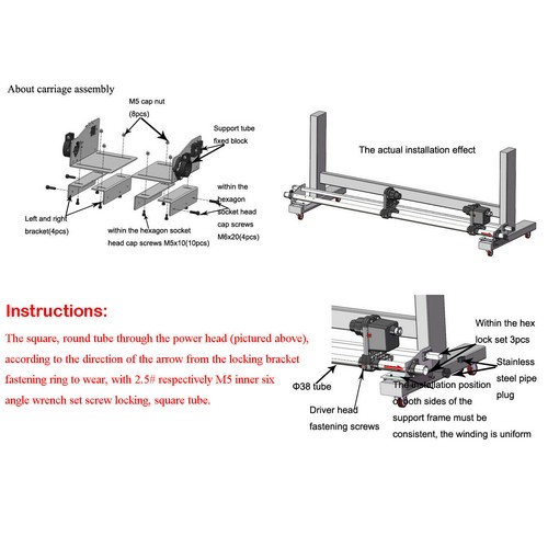 Pipes for 54'' 64'' 74'' Roland Epson Mutoh Auto Media Take up Reel System - Picture 6 of 7
