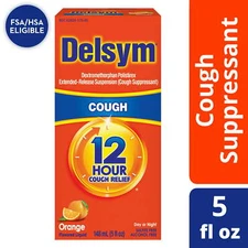 Delsym Adult 12 hour Cough Relief Medicine Orange Flavor 5 Fl Oz
