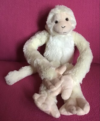 Pia International cremefarbener hängender Affe Gibbon weiches Plüschtier 6-18 Zoll
