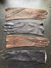 Vintage Madova evening gloves, silk-lined, one brown pair and one black pair