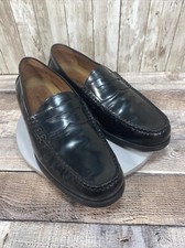 Johnston & Murphy Mens Dres Shoes Black Leather Penny Loafers Size 10.5 M