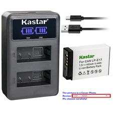 Kastar Battery LCD Dual USB Charger for Canon LP-E17 & Canon EOS 750D 760D DSLR