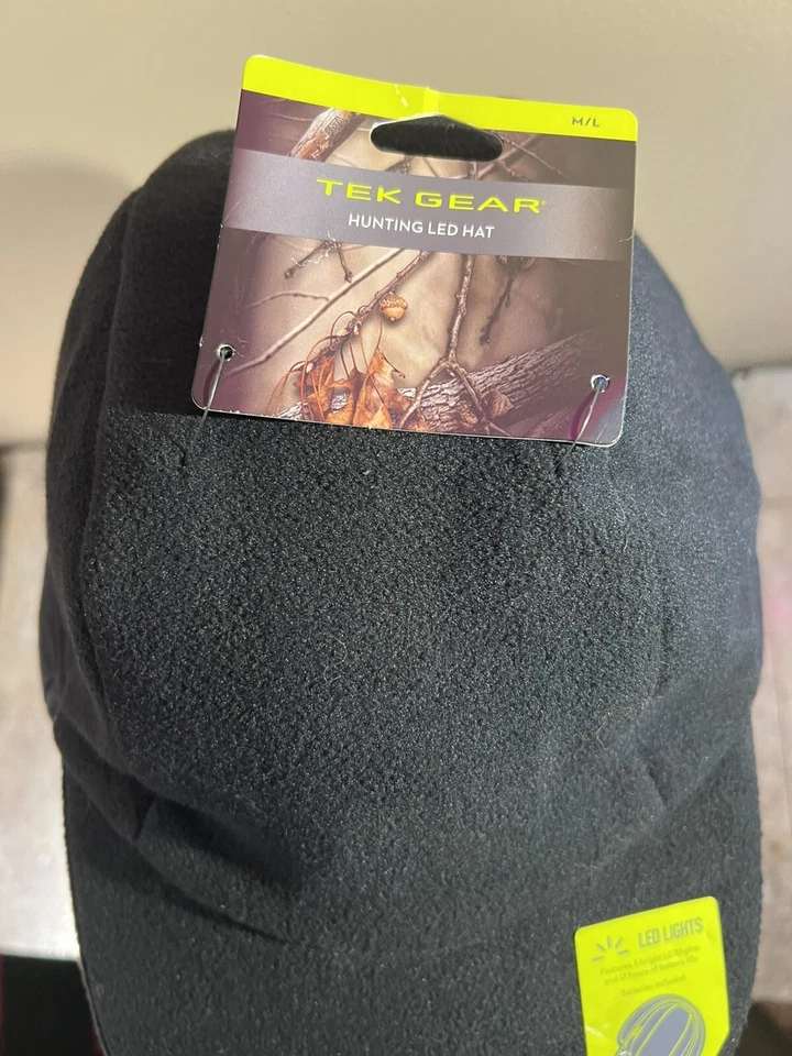 Tek Gear LED Hat Cap Hunting camo Large M/L Ear Flaps Fleece lined Black - Image 2 of 4