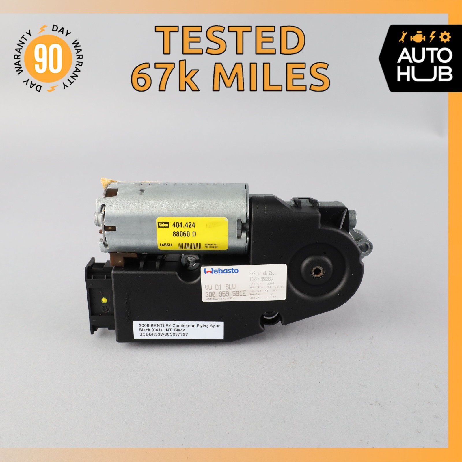 06-18 Bentley Continental Flying Spur Sunroof Sun Roof Motor Right Side OEM 67k