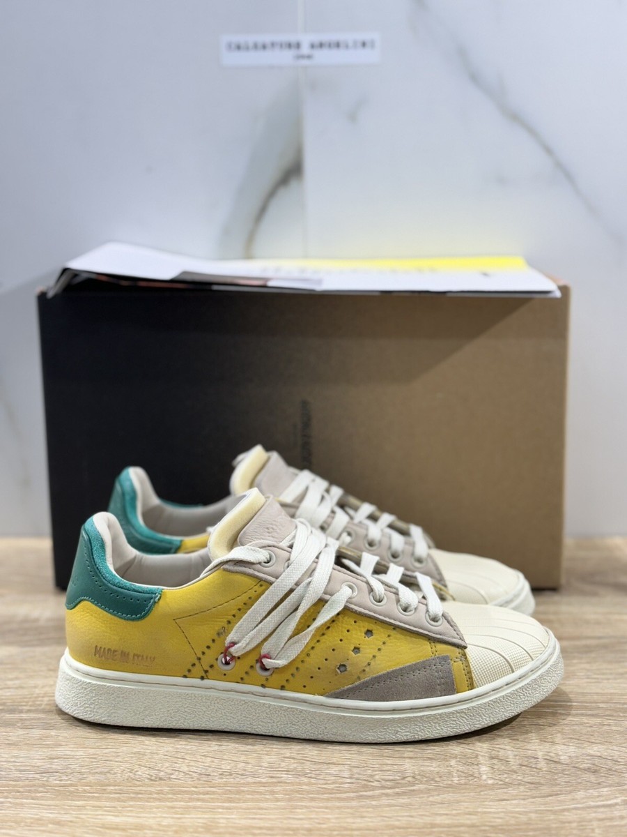 Hidnander Sneakers Mens Stripeless Yellow Luxury Casual Sneakers Mens 41