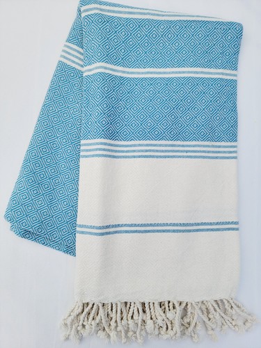100% Cotton Geometric Diamond Weave All Season Solid Blanket Soft Sofa Throw - Picture 13 of 30