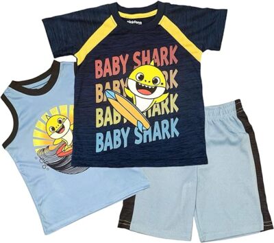 Nickelodeon Baby Shark Boys' 3 Piece Short Set Navy Size 2T, 3T, 4T, 4, 5, 6, 7