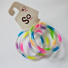 SO Kohls 5 Glitter Multicolor Plastic Jelly Tube Bangle Bracelets Set NWT
