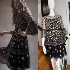 BHLDN x NEEDLE & THREAD CLIMBING BLOSSOM EMBELLISHED EMBROIDERED MINI DRESS