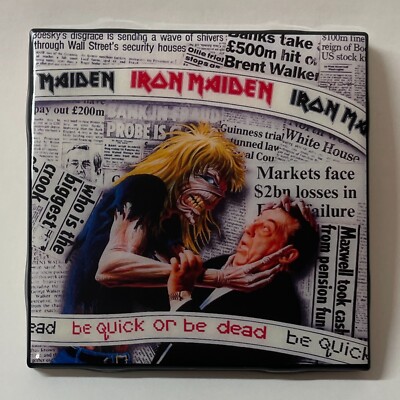 IRON MAIDEN Be Quick Or Be Dead Ceramic Tile COASTER Barware Cork Album Cover
