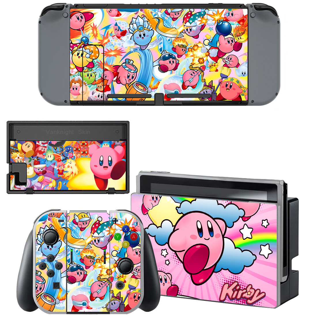 Nintendo Switch Console Joy-Con Dock Skins Stickers Decal Cute Pokemon Kirby