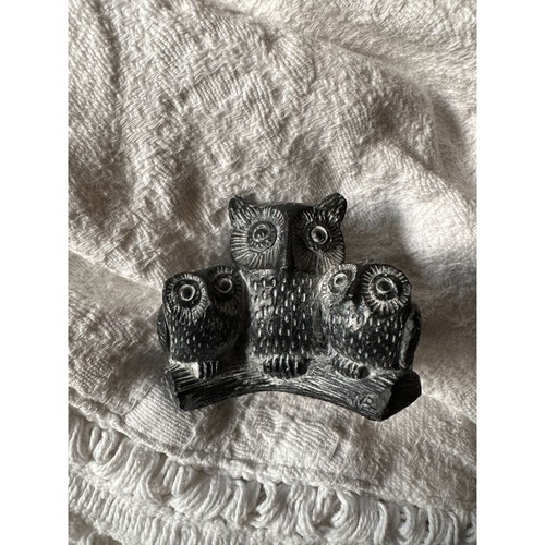 THE WOLF SCULPTURES CANADA Soapstone THREE OWLS eBay