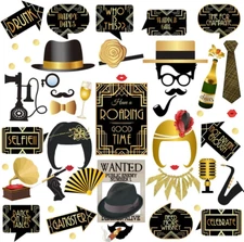Roaring 20S Photo Booth Props, 43Pcs Gatsby Photo Booth Props, Tvorvik Roaring 2