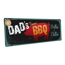 Dad's Famous BBQ Metal Sign; Wall Decor for Porch, Patio, or Deck