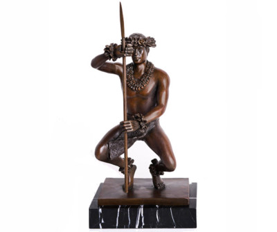 Kim Taylor Reese Kekoa - Warrior -  Bronze Hawaiian Male Hula Statue