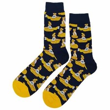 NWT Yellow Submarine Dress Socks Novelty Men 8-12 Black Crazy Fun Sockfly